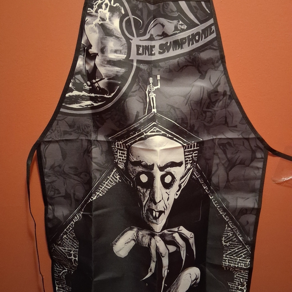 Unisex Black Apron with Nosferatu Design
